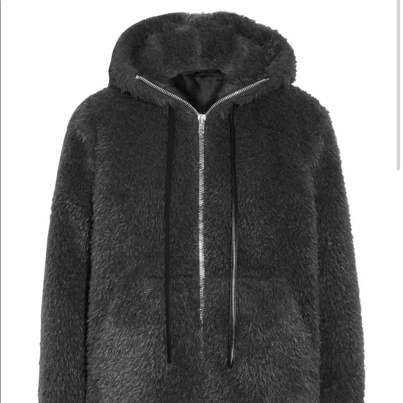 HELMUT LANG Leather Trimmed Faux Shearling Hooded Jacket - Women’s Medium - New